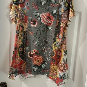 Style & Co. Multicolor Floral Short Sleeve Top